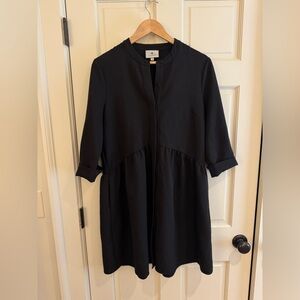 Tuckernuck Black Stretch Crepe Royal Shirt Dress